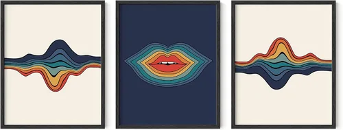 Vista 86 de HAUS AND HUES - Arte de póster Bauhaus - Juego de 3 arte de pared abstracto moderno, pósteres vintage e impresiones, arte de pared azul y amarillo
