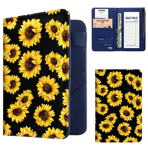 Vista 11 de Libro de Servidor, Libros de Servidor de Cuero PU para Mesera, Libro de Mesera con 1 Bolsillo con Cremallera, Billetera de Mesero con 9 Bolsillos