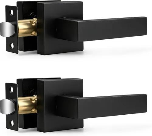 Vista 32 de Probrico Palanca de Paso Interior Negro Mate, Manija de Puerta de Pasillo y Armario sin Llave de Servicio Pesado, Herrajes de Interior Resistentes