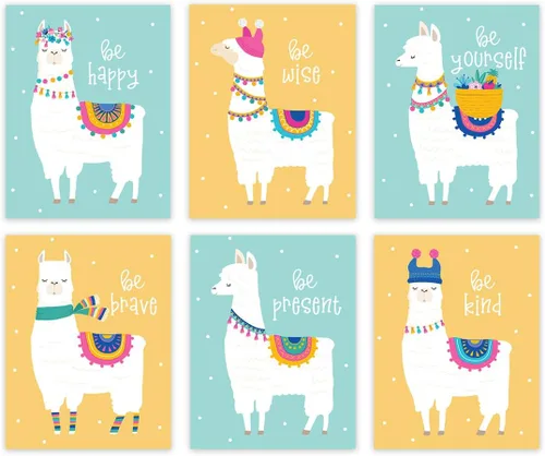 Vista 11 de Andaz Press Póster de arte de pared colgante sin marco para habitación de niños con temática de llama, 8.5 x 11 pulgadas, aguamarina, bonitos