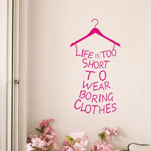 Vista 2 de Proverb Series Life Is Too Short to WearFashion Lady's - Vinilo removible para decoración de pared, calcomanía mural con texto en inglés "Life Is