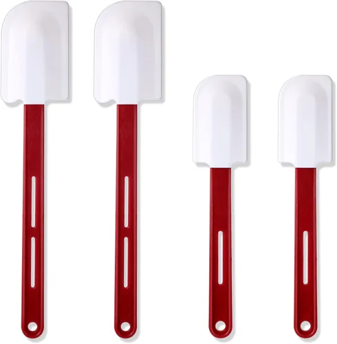 Vista 12 de Norme 4 piezas de espátulas de silicona resistentes a altas temperaturas, espátulas de goma resistentes al calor, raspador de silicona comercial