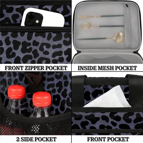 Vista 4 de Pardick Bolsa térmica suave con aislamiento de leopardo de galaxia para hombres y mujeres, lonchera grande a prueba de fugas, enfriador de playa