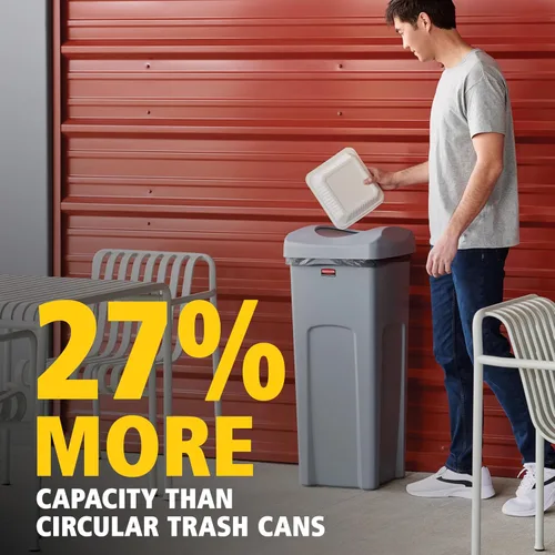 Vista 4 de Rubbermaid Commercial - bote de basura cuadrada intocable, Gris
