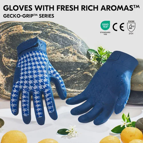 Vista 2 de Vgo... Men's Work Gloves,Gardening Gloves,TPE Waterproof Palms, Anti-Slip,Breathable 3D Knit Back(TP1152)