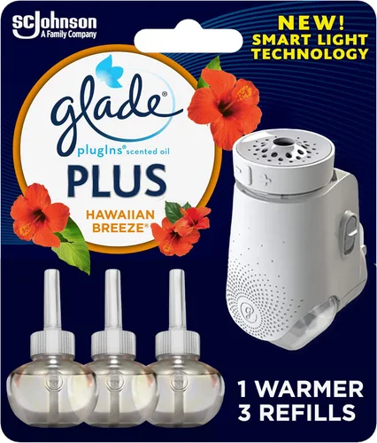 Vista 13 de Glade PlugIn Plus kit básico de ambientador, aceite perfumado para el hogar y el baño, Aqua Waves, 2.01 onzas líquidas, 1 calentador y 3 recargas