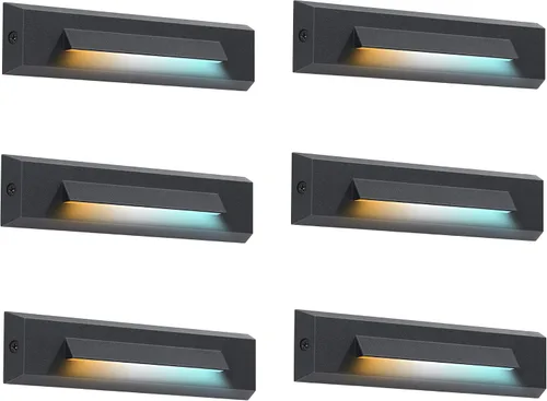 Vista 8 de CLOUDY BAY [Paquete de 12] Luces LED de Escalón de 3 Colores de Bajo Voltaje 12-24V para Exteriores, Luz de Contrahuella de Escalera de Paisajismo
