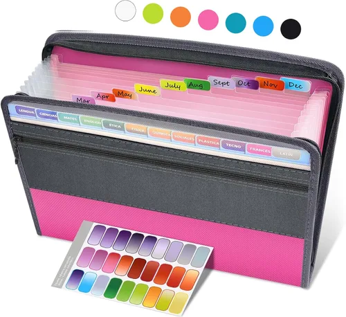 Vista 9 de Sooez - Organizador de archivos de acordeón con cierre de seguridad, carpeta expandible de 8 bolsillos con funda frontal para lápices, organizador