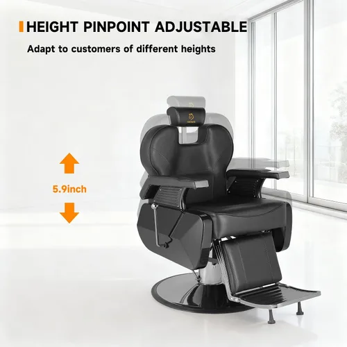 Vista 6 de Silla de peluquería hidráulica reclinable silla de peluquería sillas de peluquería silla de pelo 360 grados giratoria sillas de peluquería para Negro