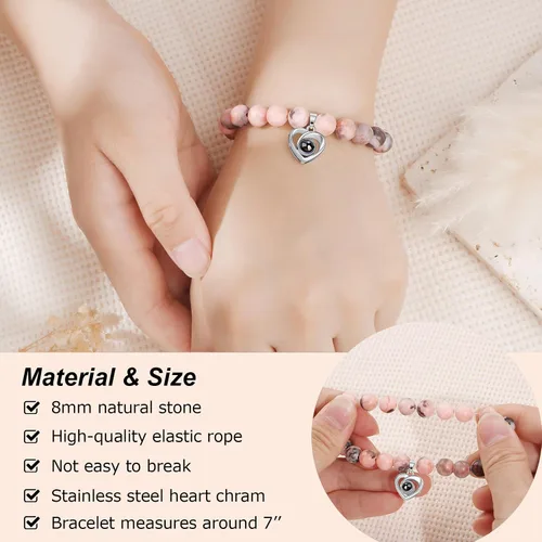 Vista 3 de JoycuFF Pulsera con texto en inglés "I Love You" en 100 idiomas, regalos únicos para hija, nieta, novia, hermana, aniversario significativo