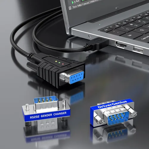 Vista 2 de DriverGenius RD232M2M RS232 Serial DB9 Cambiador de género, puerto COM de 9 pines, macho/macho
