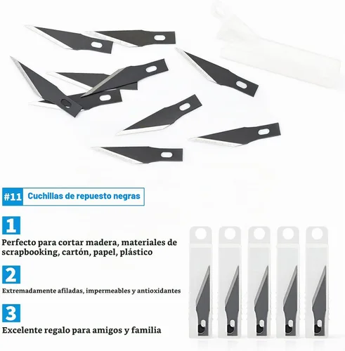 Vista 2 de EHDIS Cuchillas de precisión para manualidades, 11 #, herramienta de corte con estuche de almacenamiento para pasatiempos, álbumes de recortes