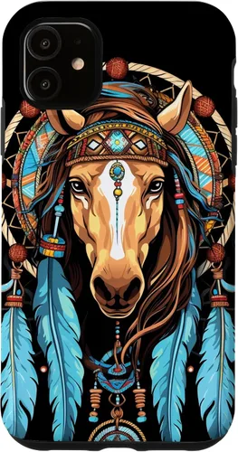 Vista 5 de Funda tribal con plumas indias nativas americanas para iPhone 14