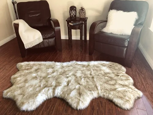 Vista 72 de LAMBZY Alfombra de piel de oveja auténtica, parte inferior gruesa y fuerte, fácilmente lavable, resistente a las manchas, perfecta para sala