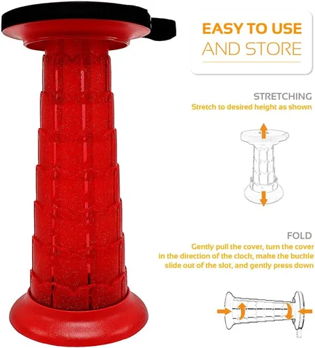 Vista 7 de Taburete plegable portátil retráctil ajustable para adultos, resistente con capacidad de carga de 770 libras, silla plegable, taburete de campamento