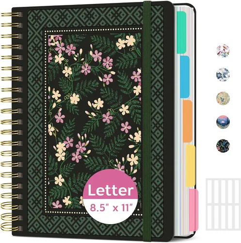 Vista 16 de Taja Cuadernos de espiral para trabajo de 5 materias con divisores K - Vórtice rosa
