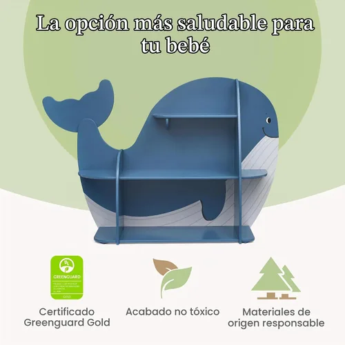 Vista 5 de Delta Children - Estantería Whale, certificación Greenguard Gold, color azul