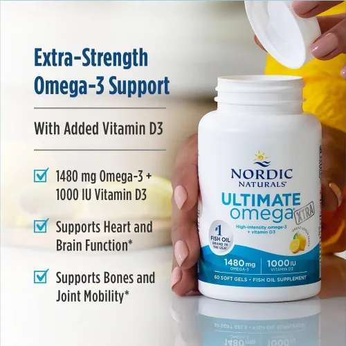 Vista 3 de Soporte para un corazón sano, 60 geles blandos, Nordic Naturals, último Omega extra, RUS-01799, 60, 1, 60