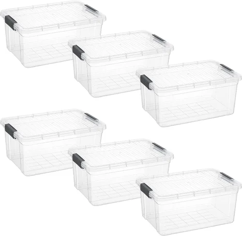 Vista 107 de Superio - Contenedores de almacenamiento de plástico transparente de 1.27 cuartos de galón con tapas, contenedores organizadores apilables, cajas