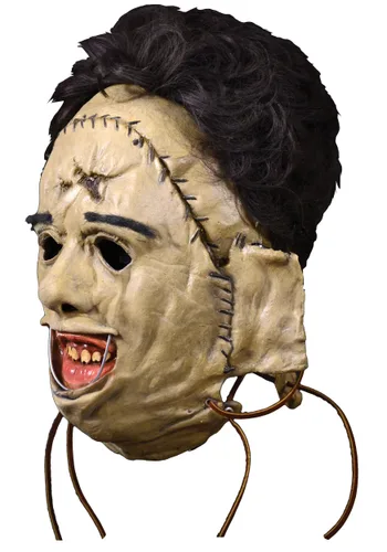 Vista 2 de Máscara de piel de Leatherface de 1974 para adultos, La matanza de Texas Multicolor