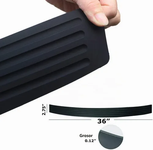 Vista 2 de iJDMTOY Protector de goma negra de silicona para el borde trasero del maletero con cinta de doble cara compatible con auto, camión, SUV, etc