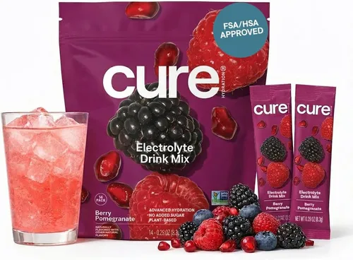 Vista 9 de Cure Hydration Mezcla de bebida con electrolitos a base de plantas Sin azúcar añadida Polvo de alivio de la deshidratación fabricado con agua