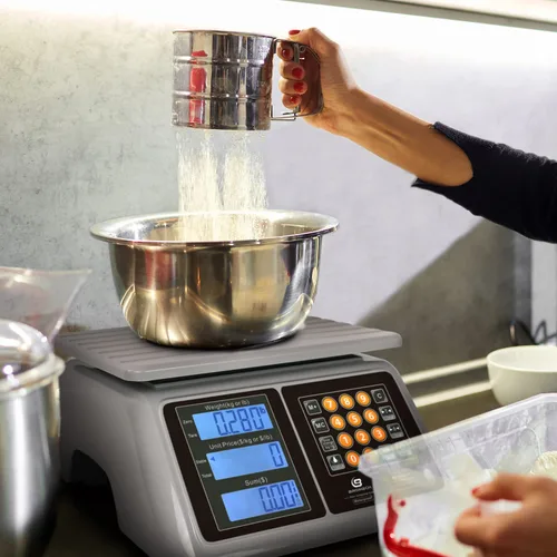 Vista 9 de Báscula comercial impermeable para alimentos BROMECH de 66 libras con cálculo de precios Digital Rechargeable Scale for Meat, Seafood, Produce at