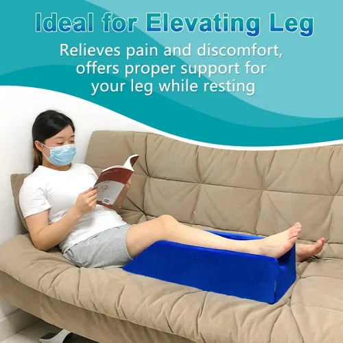 Vista 2 de Almohada de cuña de elevación de piernas, almohada de descanso de rodilla para dormir después de la cirugía, soporte de rodilla de espuma para cama