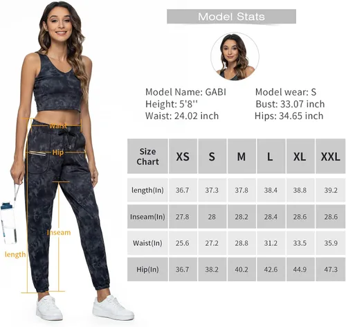 Vista 6 de Haowind - Pantalones deportivos para mujer con bolsillos y cintura elástica, cómodos pantalones de deportivos de descanso para deportes, gimnasio