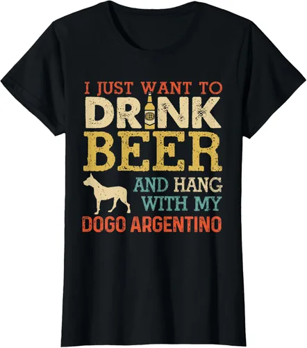 Vista 31 de Dogo Argentino - Camiseta vintage divertida para colgar con perro, Negro