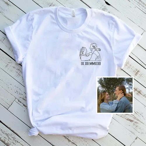 Vista 5 de Sudaderas con capucha personalizadas que diseñan el tuyo propio, retrato de camisa personalizado de la foto, fecha de aniversario para parejas