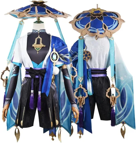 Vista 4 de Wanderer - Conjunto de ropa de cosplay de Genshin Impact Kunikuzushi para juegos de rol, conjunto de ropa de cómic