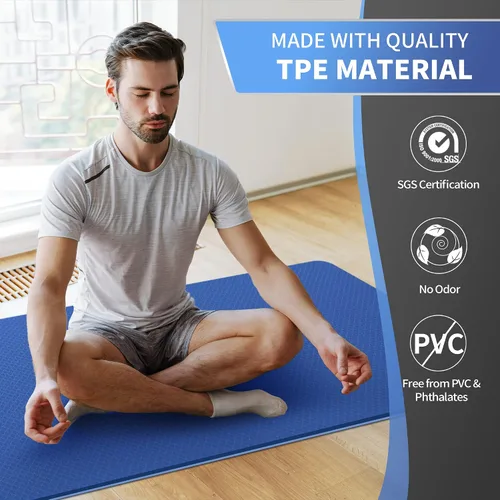 Vista 5 de CAMBIVO Tapete de yoga extra ancho para mujeres y hombres (72"/84" x 32" x 1/4") Tapete de entrenamiento TPE antideslizante grande para yoga