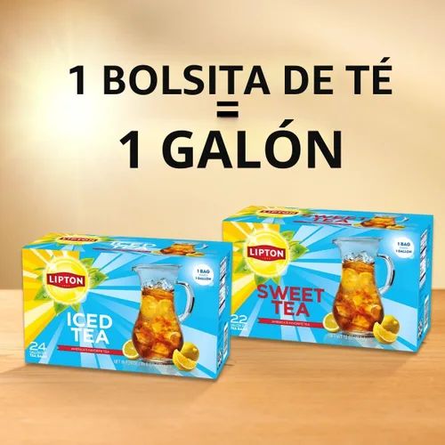 Vista 6 de Lipton Bolsas de té helado sin azúcar, tamaño de galón, cero calorías, 24 bolsas de té en total