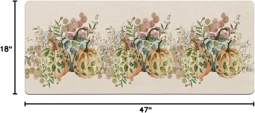 Vista 2 de Tapete de baño antideslizante con hojas y calabazas, de secado rápido y absorbente, de tierra de diatomeas, para fregadero de cocina, lavable