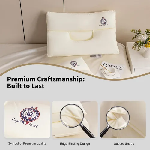 Vista 6 de almohada cervical para dormir, almohada de cama de diseño ergonómico para dormir de lado, boca abajo o boca arriba, almohada de apoyo de doble