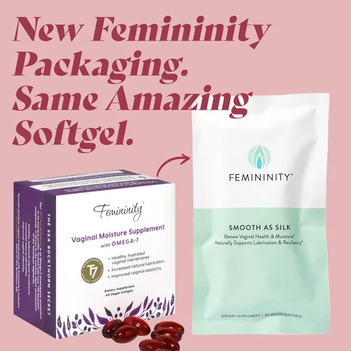 Vista 8 de Feminidad suave como las cápsulas blandas de seda para la sequedad vaginal 30 días de recarga Aceite de espino amarillo con 365 mg de Omega 7 más