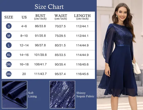 Vista 5 de DRESSTELLS Vestido formal de lentejuelas para mujer, vestido de otoño 2023