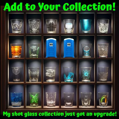 Vista 6 de Funwares Diseñado y propiedad estadounidense, original Porta Potty Shot Glasses regalo para hombres, la mejor opción para el humor número 2, vaso