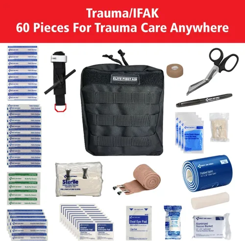 Vista 3 de Elite 91629 - Kit de primeros auxilios para traumatismos de emergencia de 60 piezas, kit de primeros auxilios táctico compatible con Molle