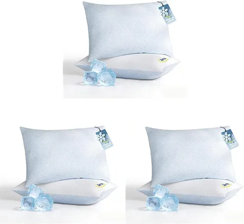 Vista 10 de Blue Ridge Home Fashions Juego de 2 almohadas refrescantes tamaño Queen, diseño de algodón transpirable y refrescante de doble cara, almohadas