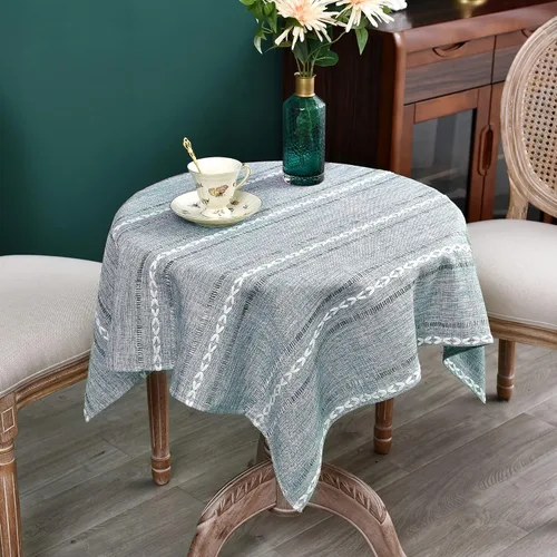 Vista 36 de NEWISHER Mantel cuadrado pequeño bordado rústico de 20 x 20 pulgadas, mantel de tela jacquard a rayas lavable para mesa de comedor para mesita