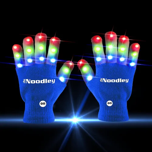 Vista 7 de The Noodley Guantes con luz LED para niños, juguetes, juegos al aire libre, para niños y niñas, disfraz oscuro con autismo, niños, adolescentes