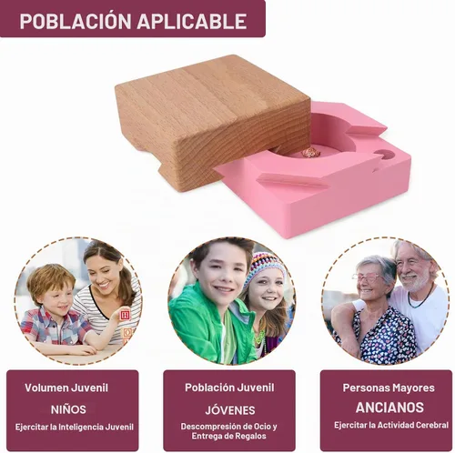 Vista 5 de DC-BEAUTIFUL Caja mágica de madera, caja de regalo secreta rosa, caja de rompecabezas imposible para cumpleaños y San Valentín Small Rosa