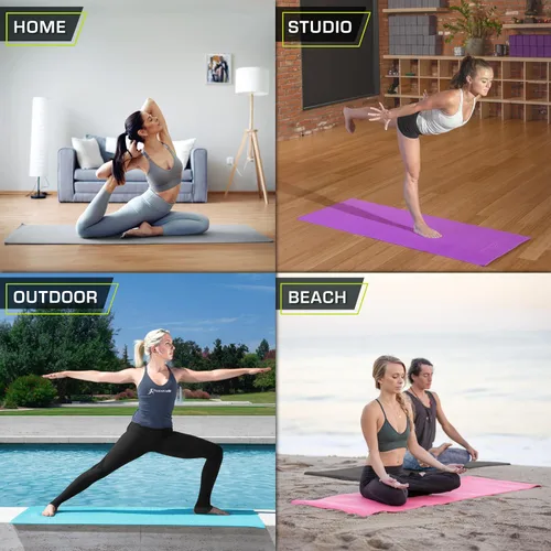 Vista 6 de ProsourceFit Estera de yoga original para ejercicios de ¼" (6 mm) de grosor para mayor comodidad y estabilidad con correas de transporte