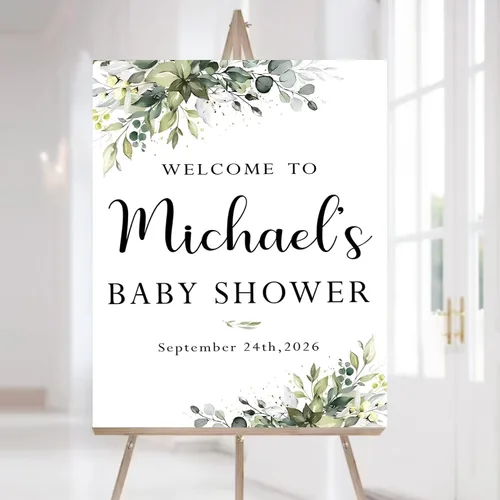 Vista 10 de Letrero de bienvenida para baby shower, decoración de baby shower de Little Cutie - Letrero personalizado para baby shower con texto en inglés "A