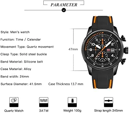 Vista 6 de AIMES Watch for Men Sport Military Waterproof Chronograph Mens Watches Analog Quartz Big Face Classic Stylish Fashion Casual Designer Business Work