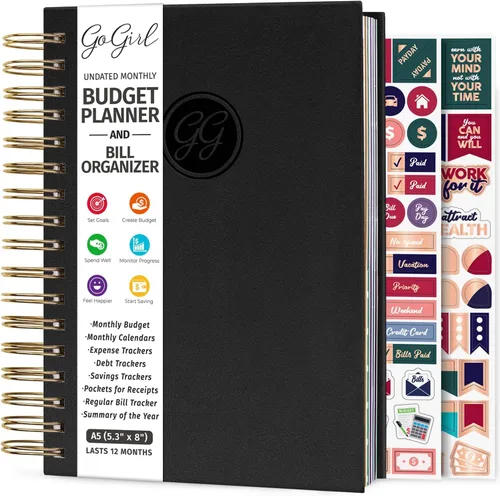Vista 23 de GoGirl Planificador de presupuesto y organizador mensual de facturas, libro financiero mensual con bolsillos. Cuaderno de seguimiento de gastos