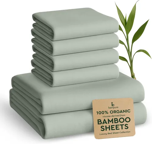 Vista 42 de BAMPURE Juego de sábanas tamaño Queen, 100% viscosa pura derivada de bambú, sábanas súper suaves y refrescantes para personas que duermen con calor