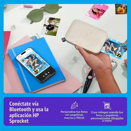 Vista 4 de HP Sprocket Select - Impresora fotográfica instantánea portátil para dispositivos Android e iOS (Eclipse) Paquete de papel Zink